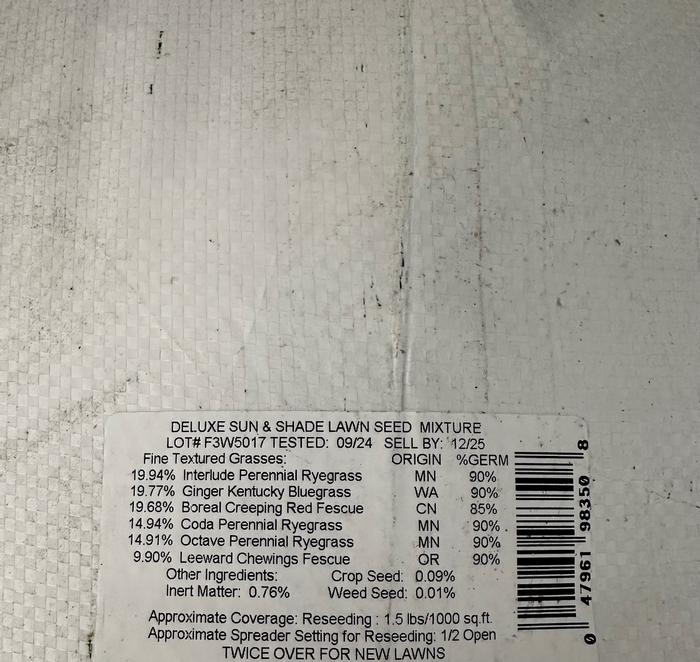 50lb Sun & Shade Grass Seed